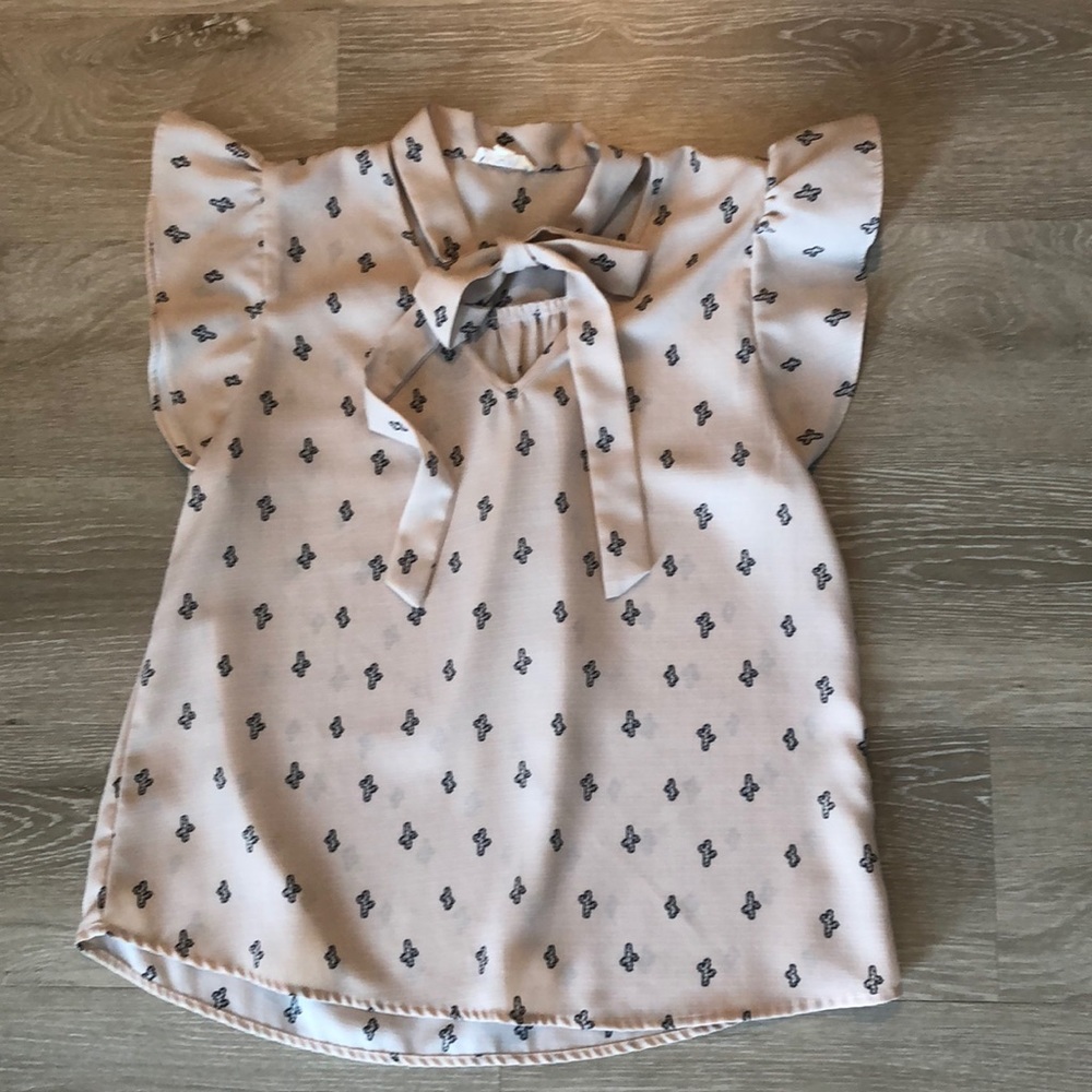 Pink Blouse with neck tie detail